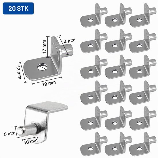 20 Stuks L-vormige Regalsteunen voor Inlegplanken van Metaal — afbeelding 5