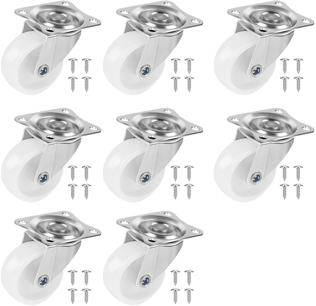 Roulettewiel - A - 8 stuks - 40 mm polypropyleen meubelwielen met kogellagers - Voor zware meubels