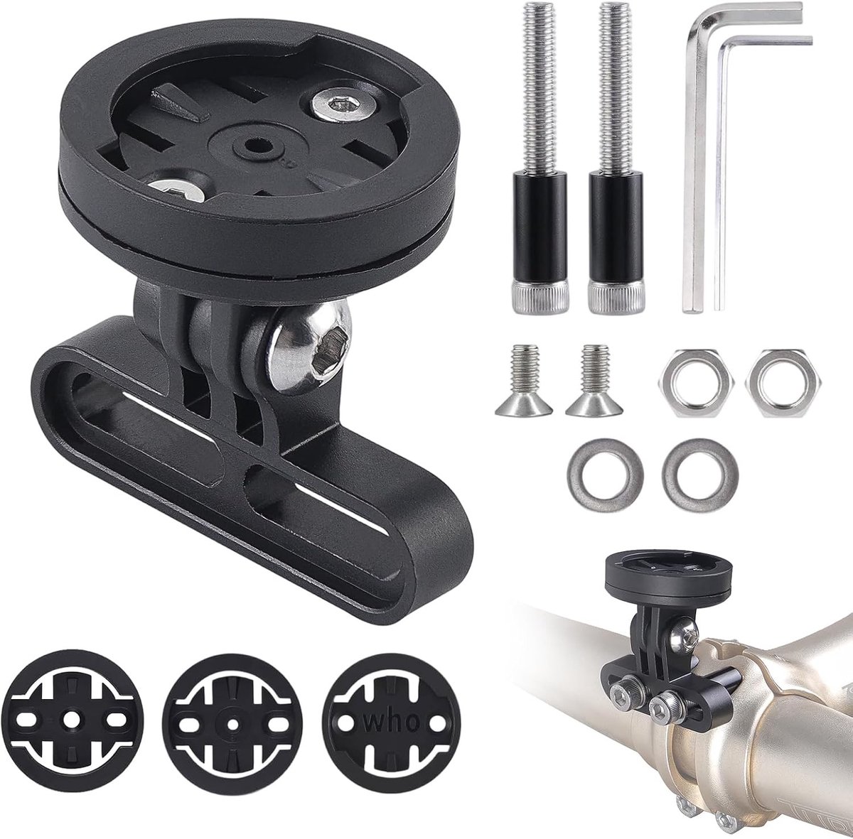 Fietscomputerhouder - Zwart - 15 x 9 x 2 cm - Aluminiumlegering - Voor Fietscomputers en Actiecamera's