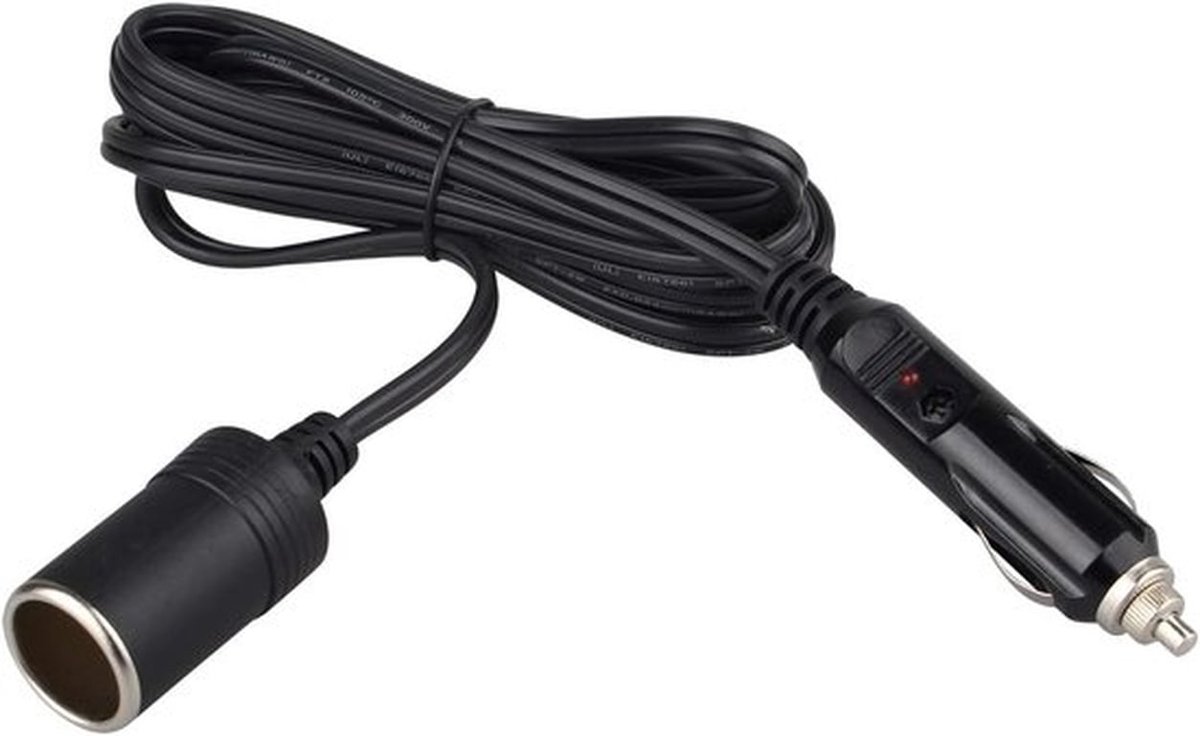 SnelShoppen - Car Cigarette Lighter Extension Cable 3m - 12V 24V 10A Male Female Adapter Plug - DC Power Supply Wire Lead voor Auto Charger - Flexibel