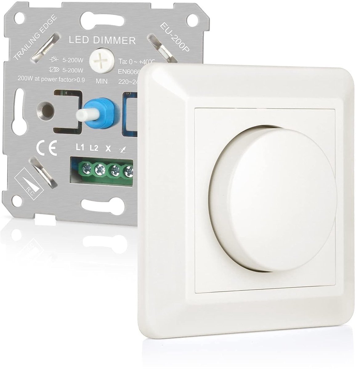 LED Dimmer - Crèmekleurig - 200W - Dimbare Wanddimmer - Voor Dimbare LED-verlichting