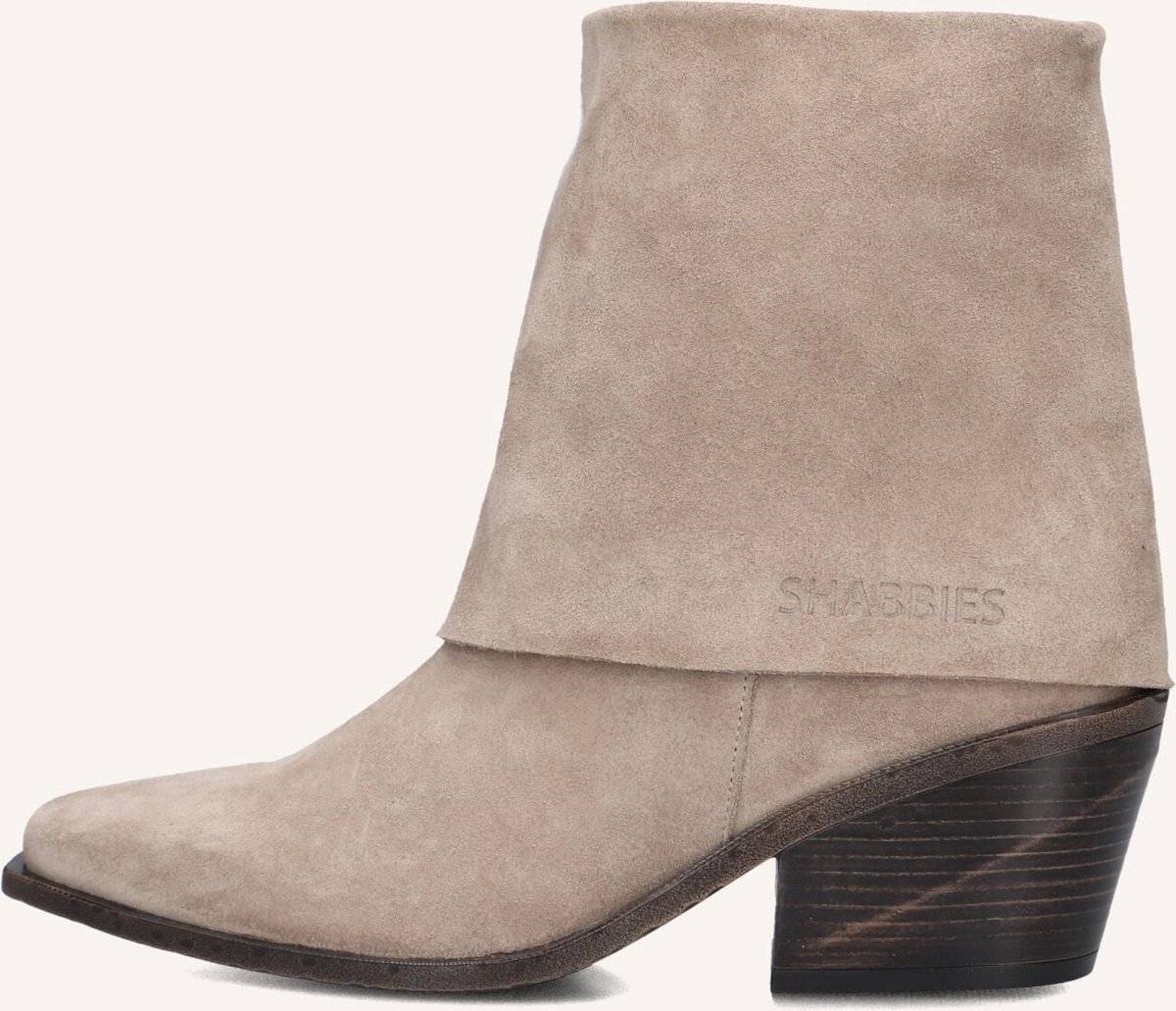 Shabbies Amsterdam - JAIRA DOUBLE Ankle Boot Suede Taupe - Maat 36