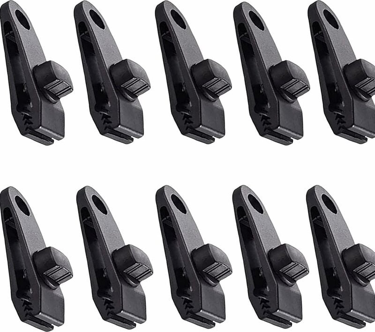Set van 10 - Tentclips - Tentclips voor buiten - Tentclips - Bevestigingsclips - Ultralichte plastic clips - Tentaccessoires - Zwart