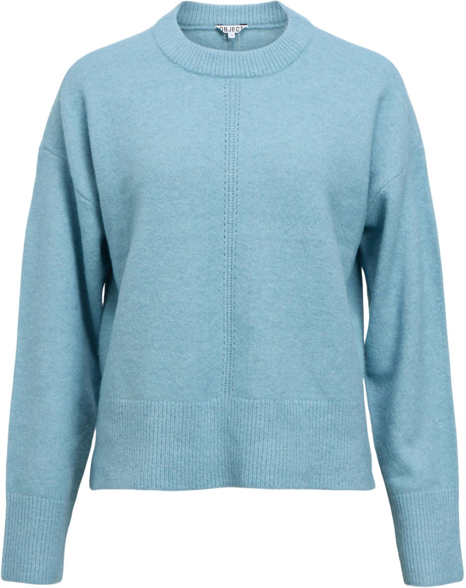 Object Trui Objjuno L/s Lo O-neck Knit Noos 23046885 Blue Shadow/melange Dames Maat - S