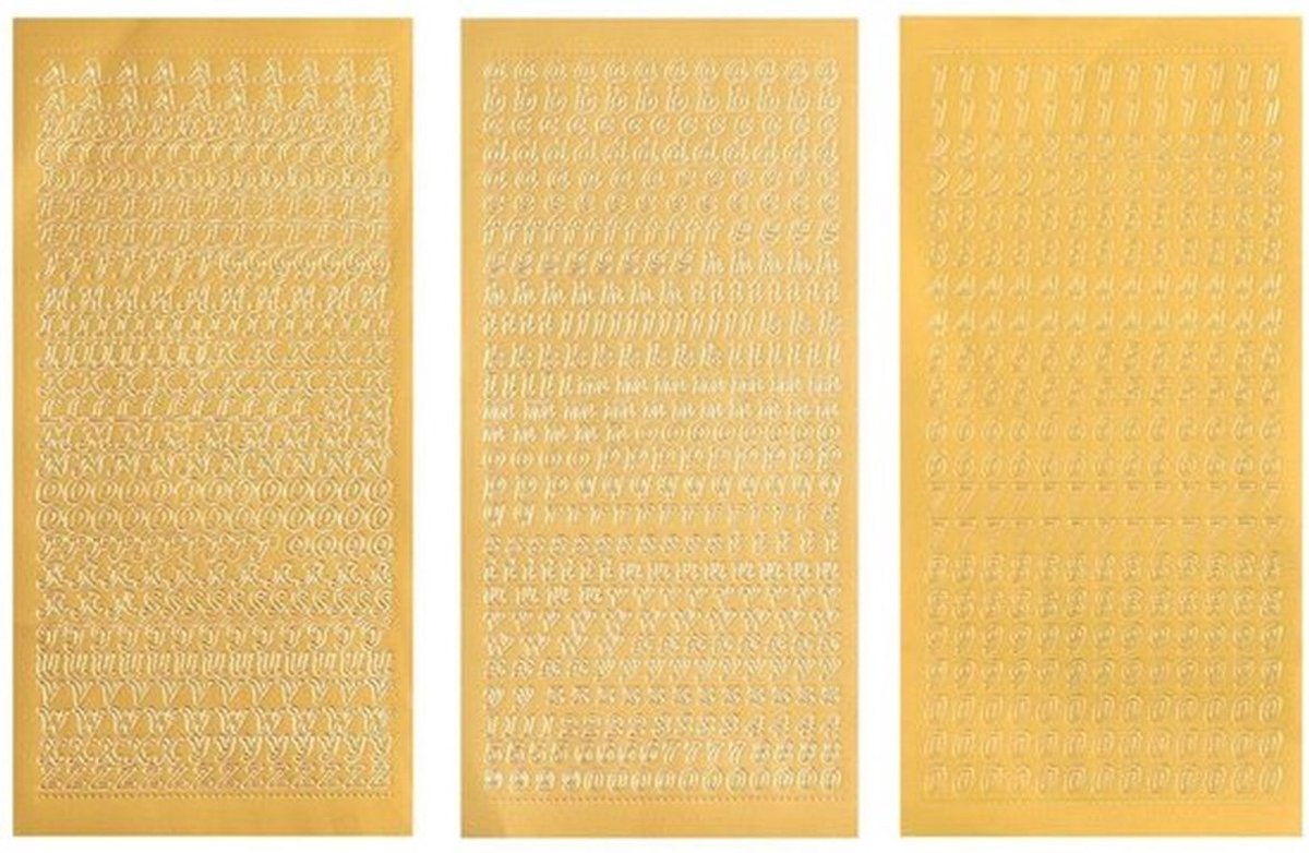 Lijm Multifunctioneel - Alfanumerieke Sticker - Decoratieve Sticker - PVC - 3 Stuks - Gouden Stickers - Geschikt voor Foto's