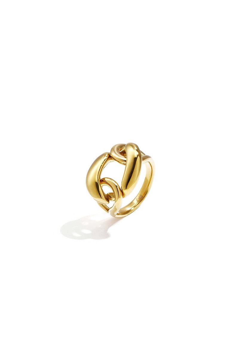 Jara - Statement Ring - 14K Gold Plated - Stainless Steel - - Goud