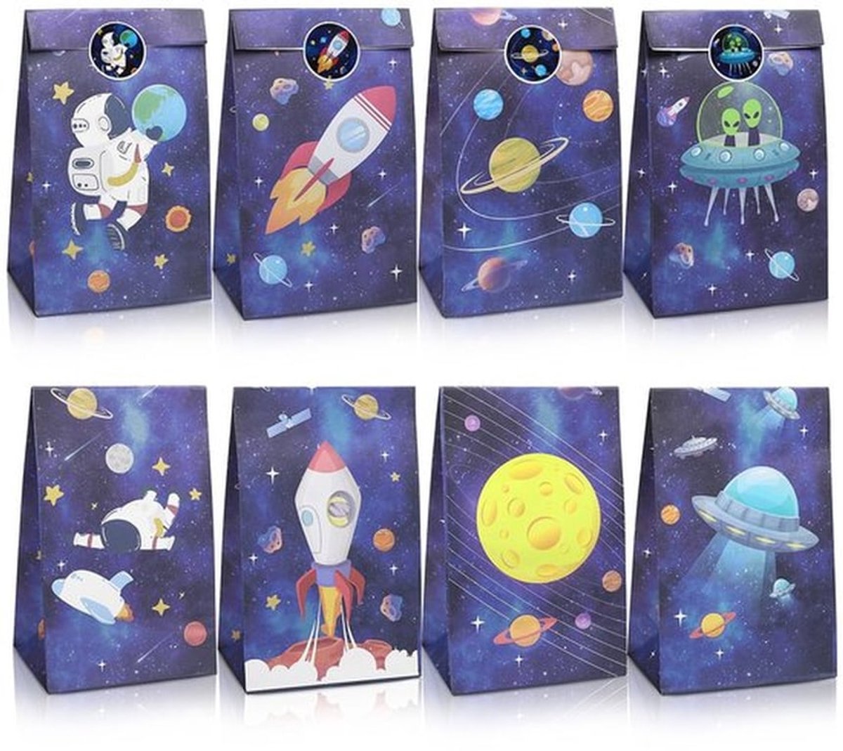 Kesote Geschenkzakjes voor kinderverjaardag, papieren zakken, ruimte 12 zakjes, verjaardagscadeauzakjes, papieren feestzakjes met stickers voor cadeau, cadeautje, geschenkverpakking