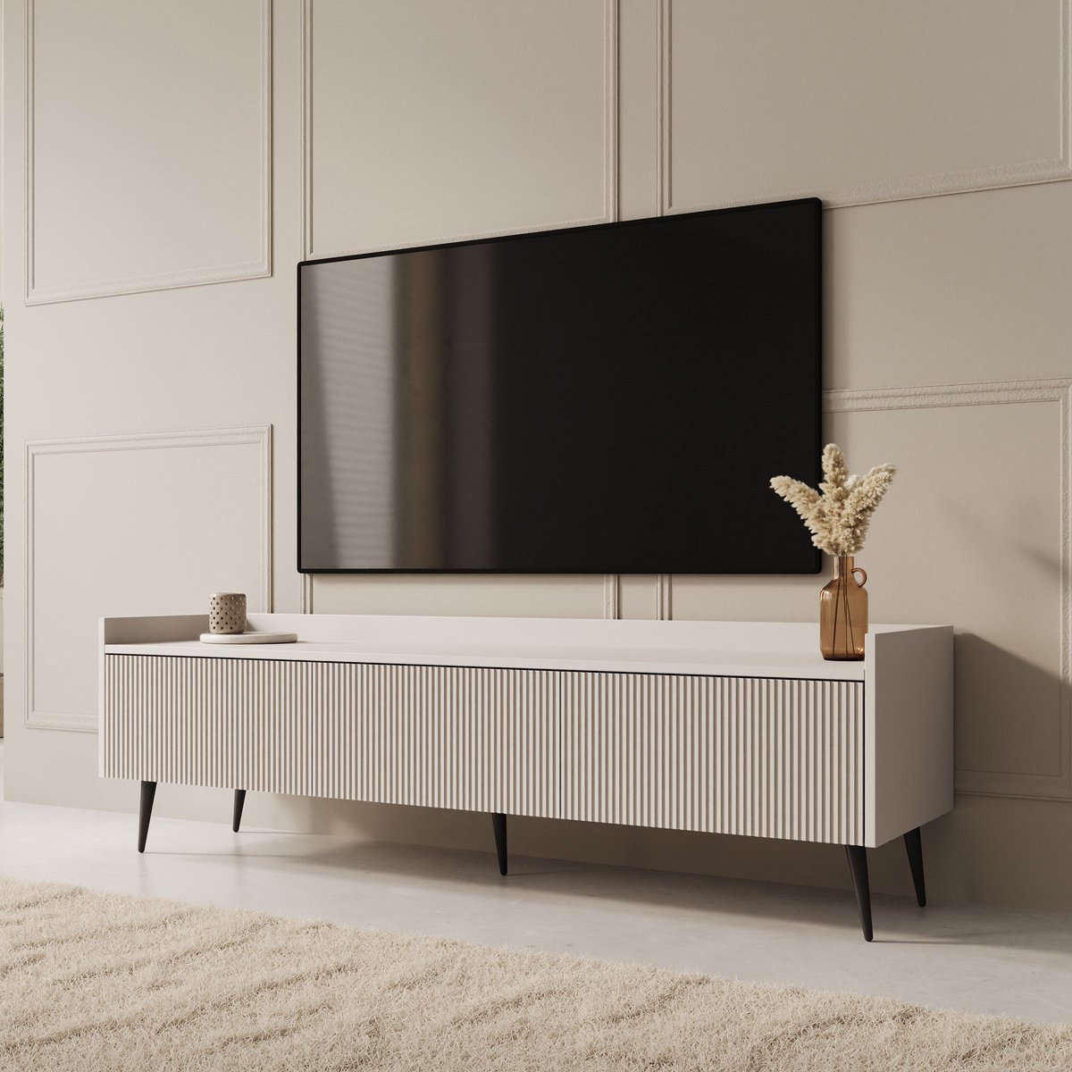 MEUBELLA Asty - TV-Meubel - Beige - 150 cm