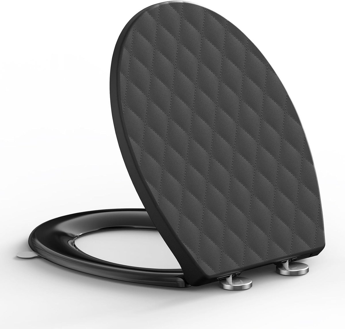 Wc-bril met softclose - Zwart - 44,6 x 37,1 cm - Ovaal kunststof - Voor O-vormige toiletten