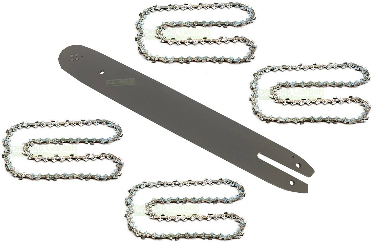 35 cm (14") / 1,3 mm / 3/8" / 50 DL-zaagblad + 4 kettingen voor Alpina, Oleo-Mac