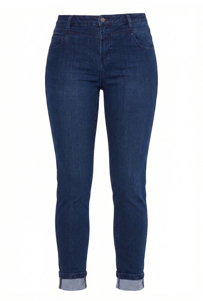 Laurasøn - Dames - Jeans met hoge taille slim - Raw denim - Maat 50