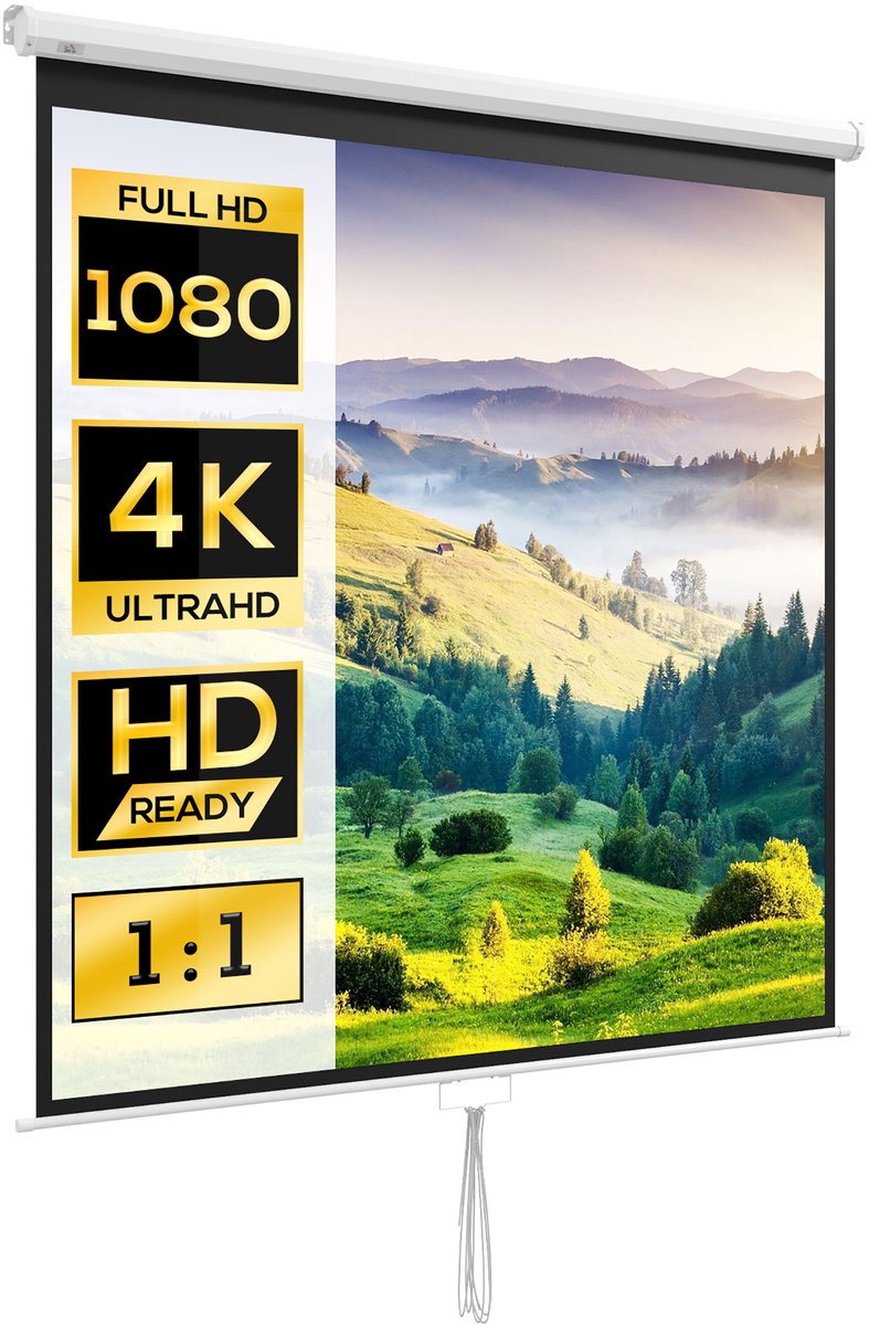 Projectiescherm 178 x 178 cm (99 inch) 1:1 HD 4K - projectiescherm voor thuisbioscoop en kantoorpresentaties