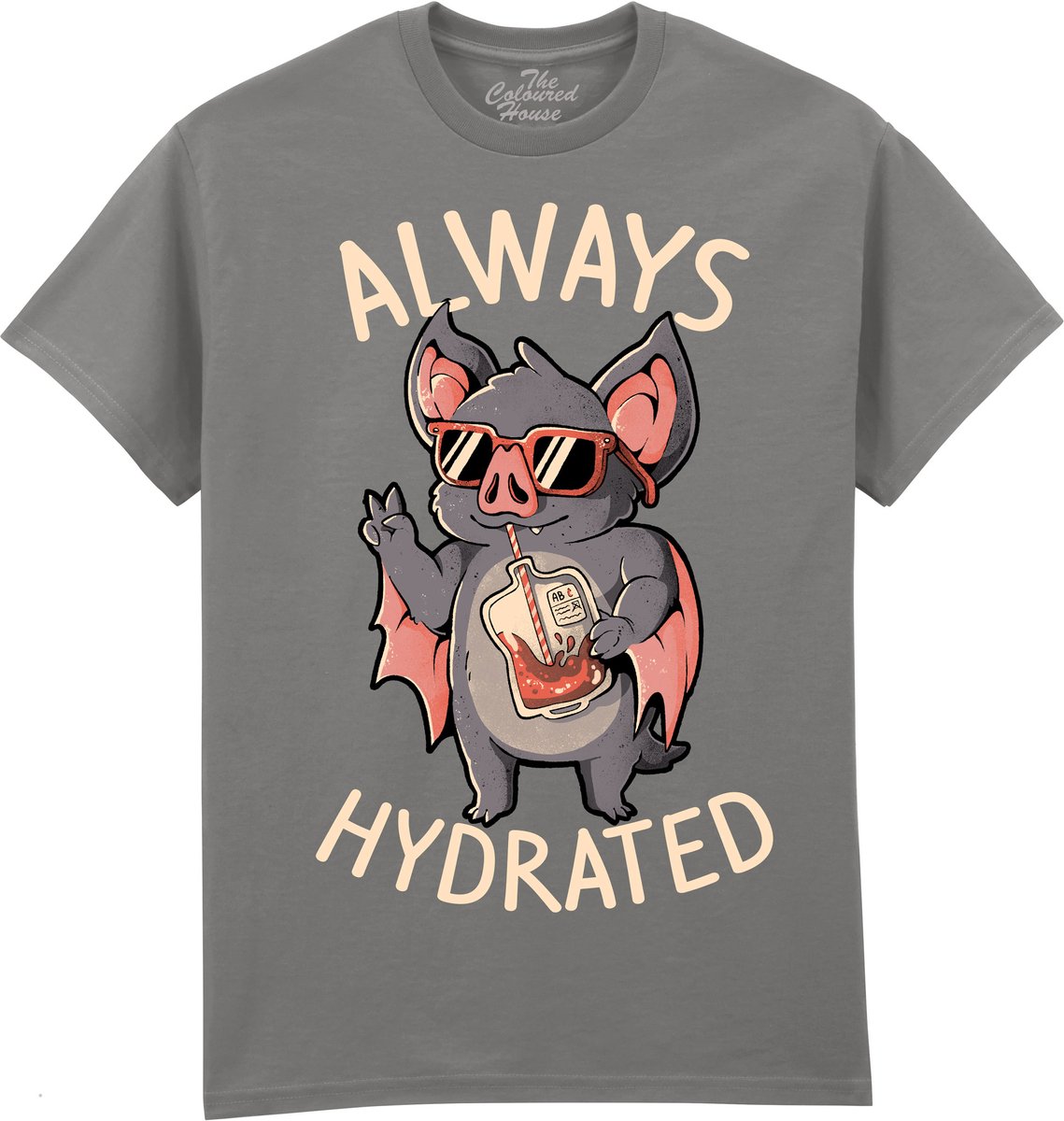 Vleermuis Vampier Always Hydrated The Coloured House T-shirt L