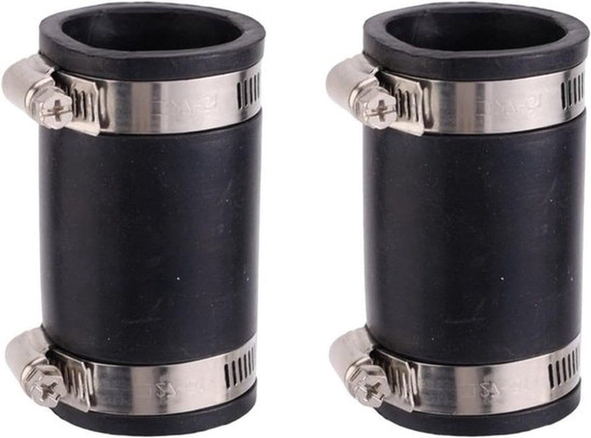 Flexibele PVC koppeling voor 2" nominale buis, 6 cm binnen diameter, rubberen condensafvoer koppeling met roestvrijstalen slangklem voor reparatie en upgrade van afvoerbuizen