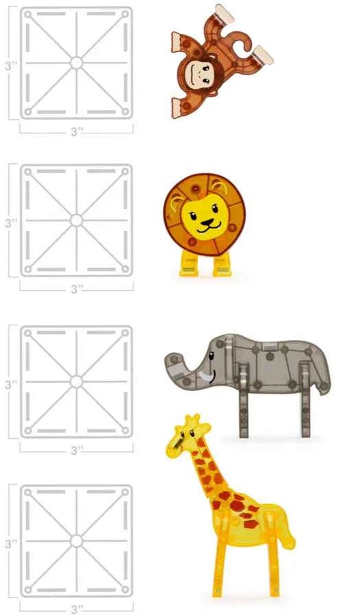 Magna-Tiles | Safari Animals 25 Stuks Set — afbeelding 4