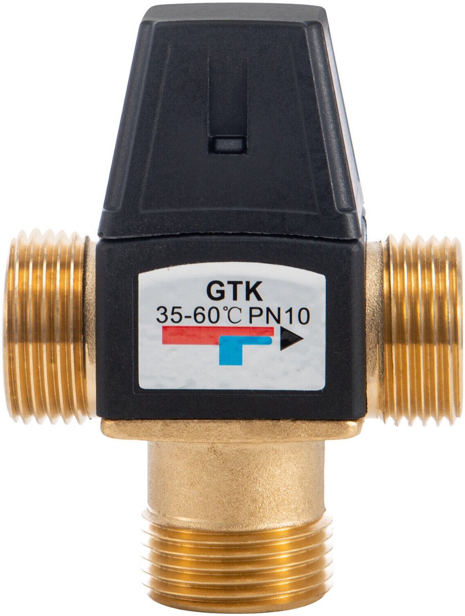 Thermostatische mengkraan van messing – DN20, instelbare waterdrukregelaar van messing – geschikt voor zonneboilers en vloerverwarmingssystemen