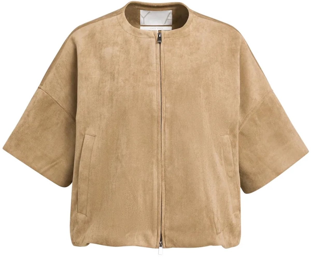 YAYA Oversized suede jasje met korte mouwen