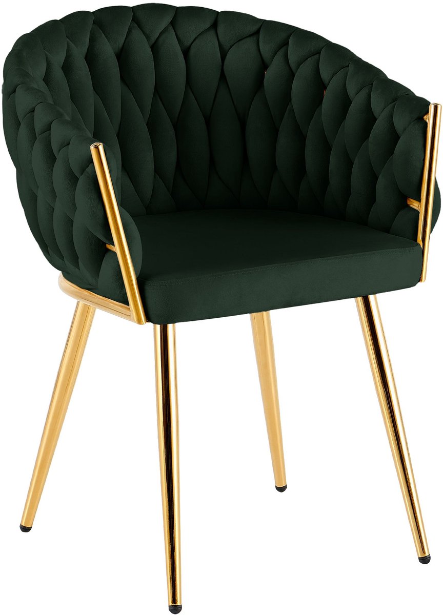 CLP Molise Eetkamerstoel - Goud frame - 150 kg - Velvet - Fluweel/groen