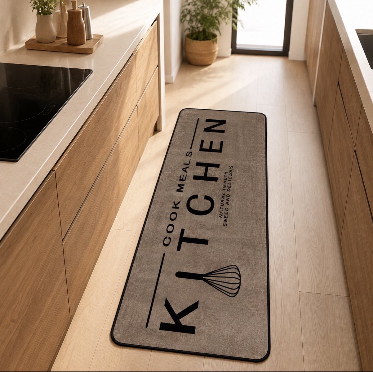 La Sheba Keukenloper Kitchen - Beige - 60x180 cm - Vloerkleden - Keuken Tapijt - Keukenmat - Loper Tapijt - Loper Vloerkleed