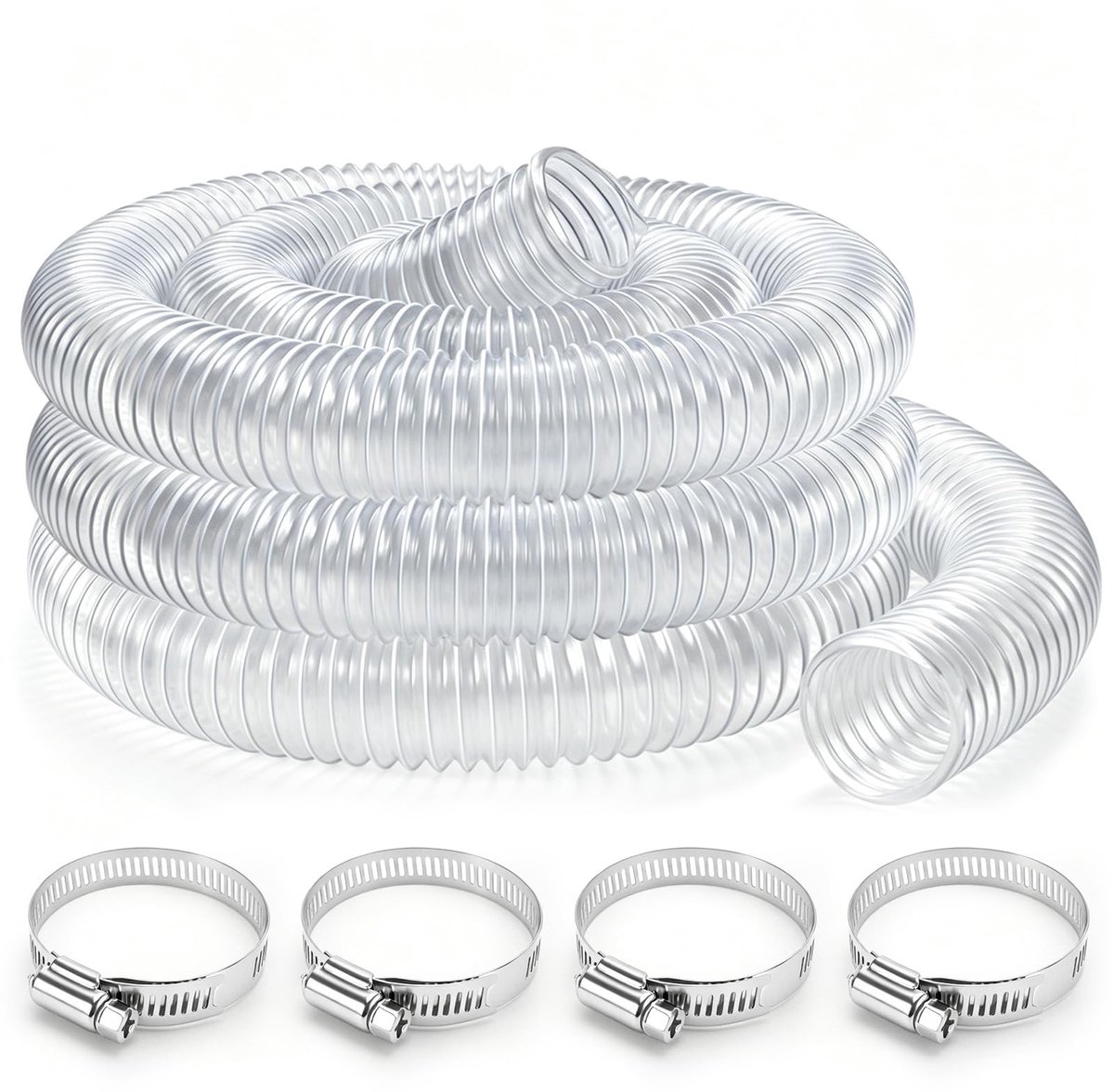 Solidchoice - 50 mm Transparante PVC Zuigslang met Stalen Veer 3 m