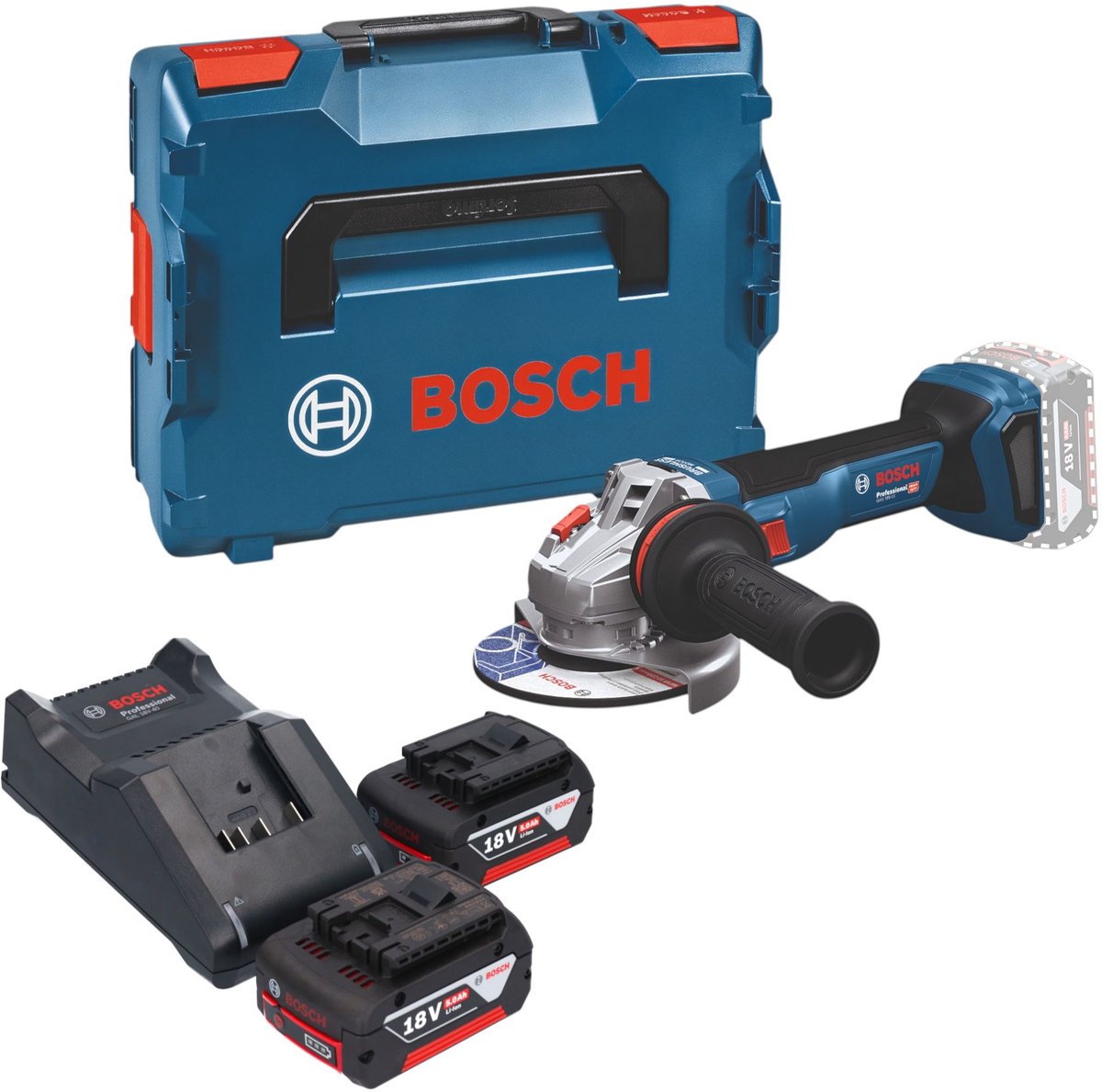 Bosch GWS 18V-11 Professional accu haakse slijper 18 V 125 mm borstelloos + L-Boxx ( 06019N4102 ) - zonder accu, zonder oplader