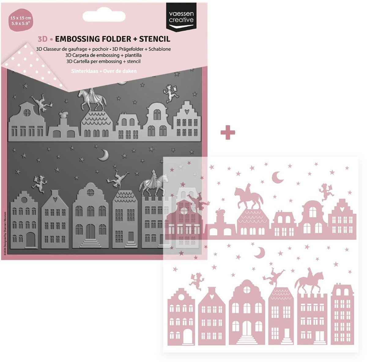 Vaessen Creative Embossing Folder + Sjabloon - Sinterklaas - 15 x 15 cm