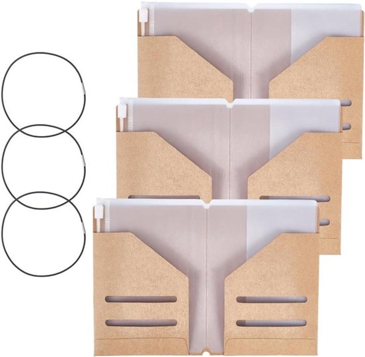 Notebook Accessoires Kit - Reizigers - Draagbaar - Kraft Card Sleeve - Paspoort - Transparant - PVC File Map - Nylon Elastische Band - Organizer - Voor TN - Opslag - Accessoire - 3 Sets - 5X7.5