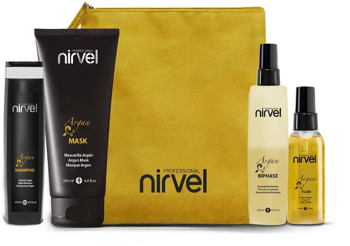 Nirvel Beauty Bag Argan / haarverzorgingsset met arganolieproducten inclusief toilettasje