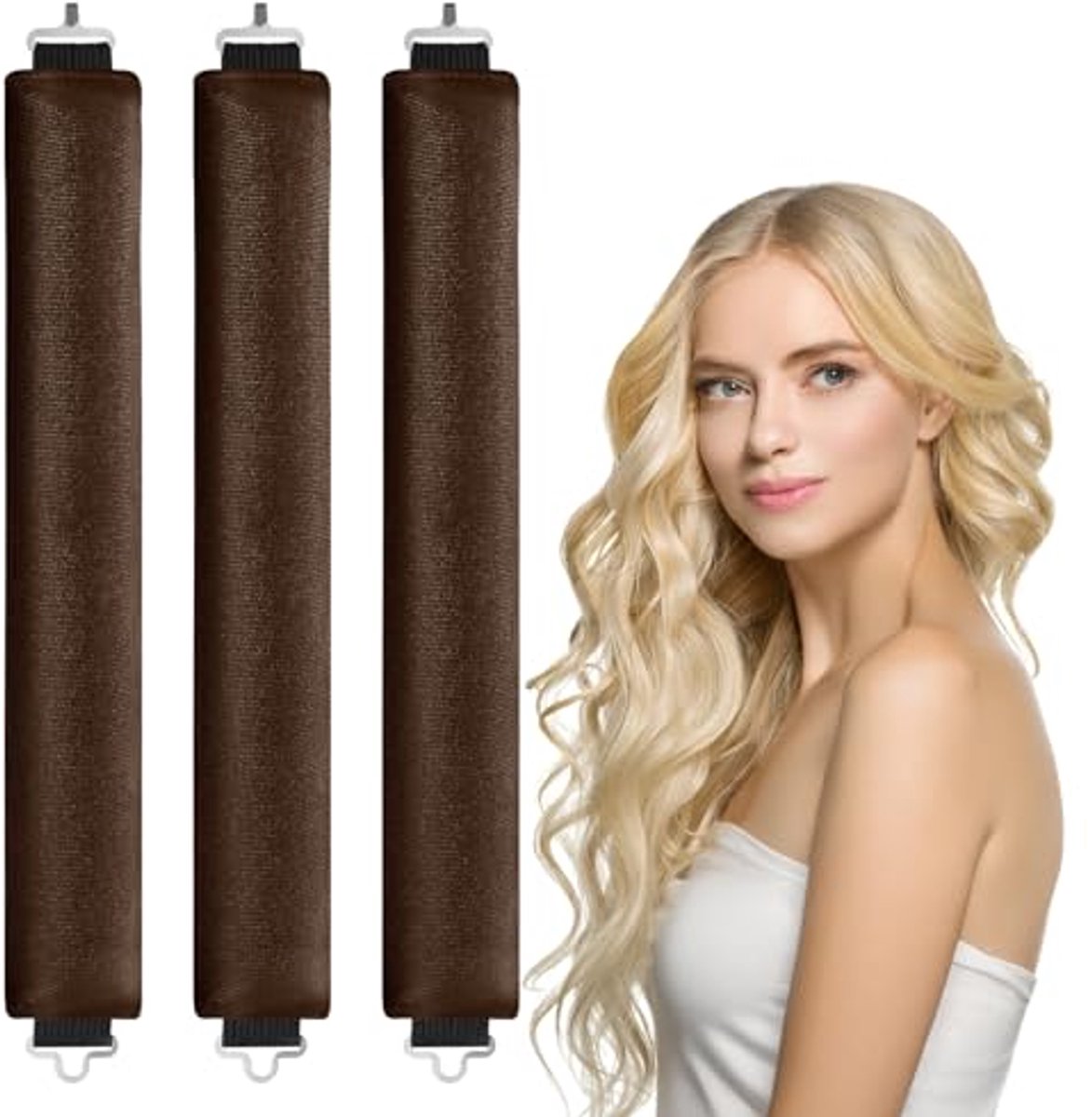 longziming - Set van 3 Warmtevrije Krulsets - Krullen Zonder Hitte - 29*3.5cm - Heatless Curls voor Lang Haar - Overnight Krullenband voor Verschillende Haartypes - DIY Haarstyling