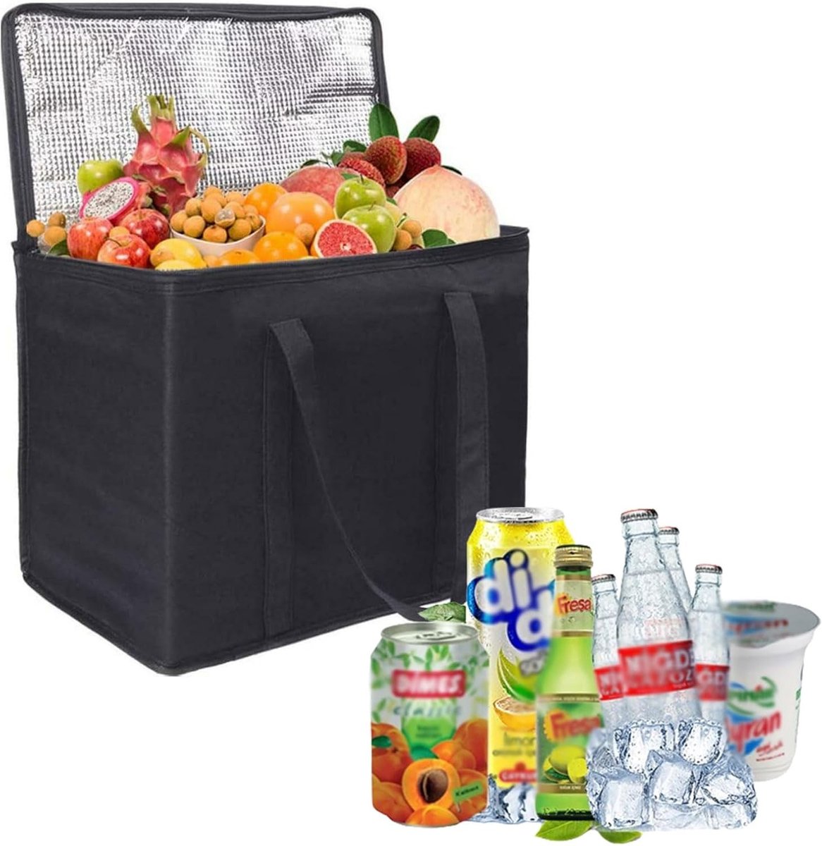 Koelrugtas - Zwart - 26 x 33 x 26 cm - Opvouwbare Isolatietas van Oxford-stof - Voor Outdoor en Picknick