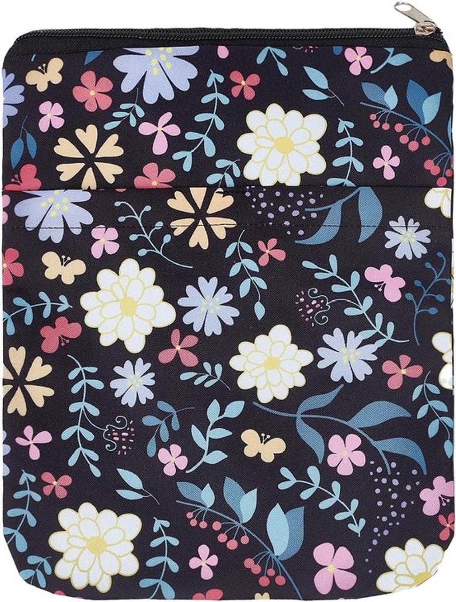 Boekomslag met bloemenprint en ritssluiting voor paperbacks en hardcovers, boekbeschermer met meerdere functies
