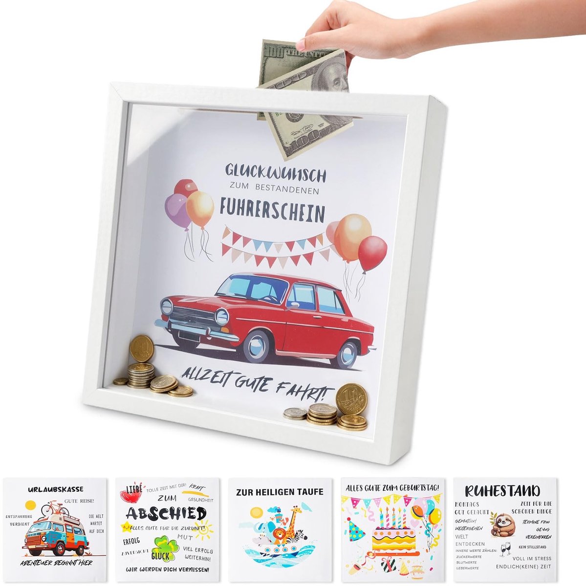 Solidchoice - Fotolijst Spaarpot met 6 Verwisselbare Motieven