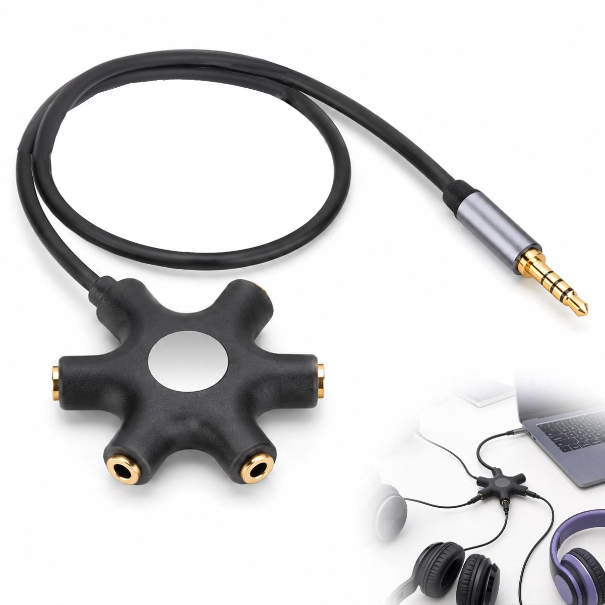 Solidchoice - 5-Jack Multi Hoofdtelefoon Audio Splitter voor 5 Apparaten