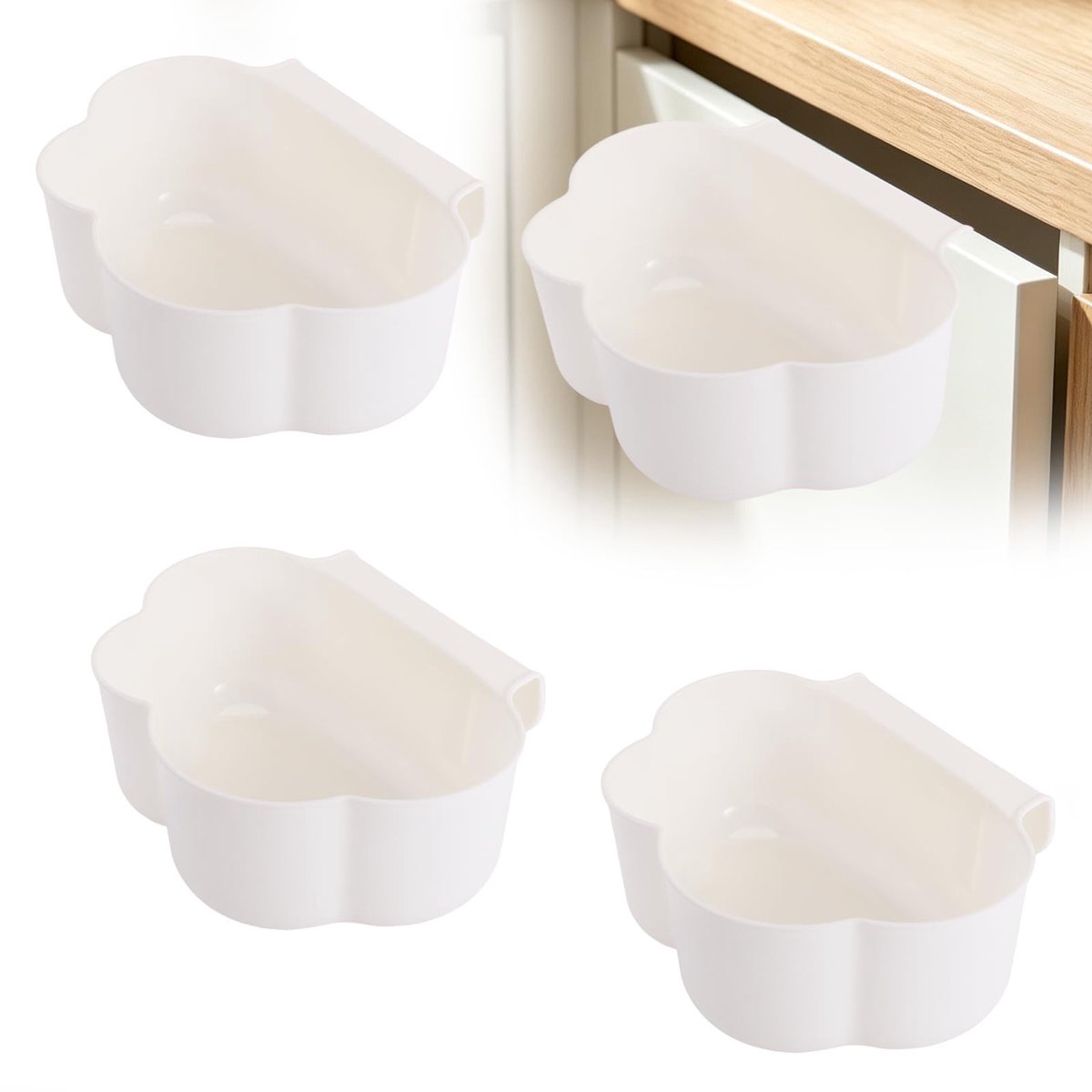 Solidchoice - Set van 4 Hangende Afvalbakken voor Keukenkastdeuren, Compact en Ruimtebesparend