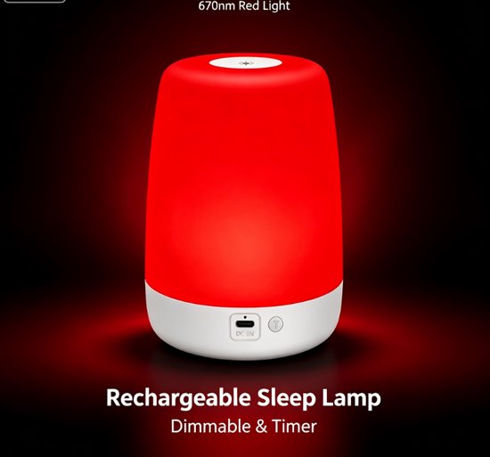 670nm Red Night Light for Better Sleep, Rechargeable Dimmable Sleep Aid Lamp with Auto Off Timer, Blue Light Blocking Red Lamp to Protect Melatonin, Deep Relaxation Night Lamp for Bedroom, Nursery, Nightstand, Ideal Gift for Adults & Kids — afbeelding 5