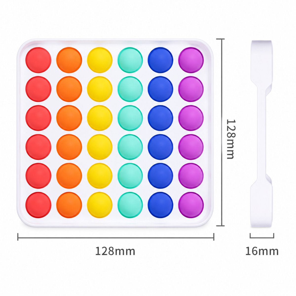 Pop it deluxe vierkant - Fidget toy - Regenboog - Stressverlagend speelgoed voor kinderen — cadeau in Spellen & Speelgoed - foto 3