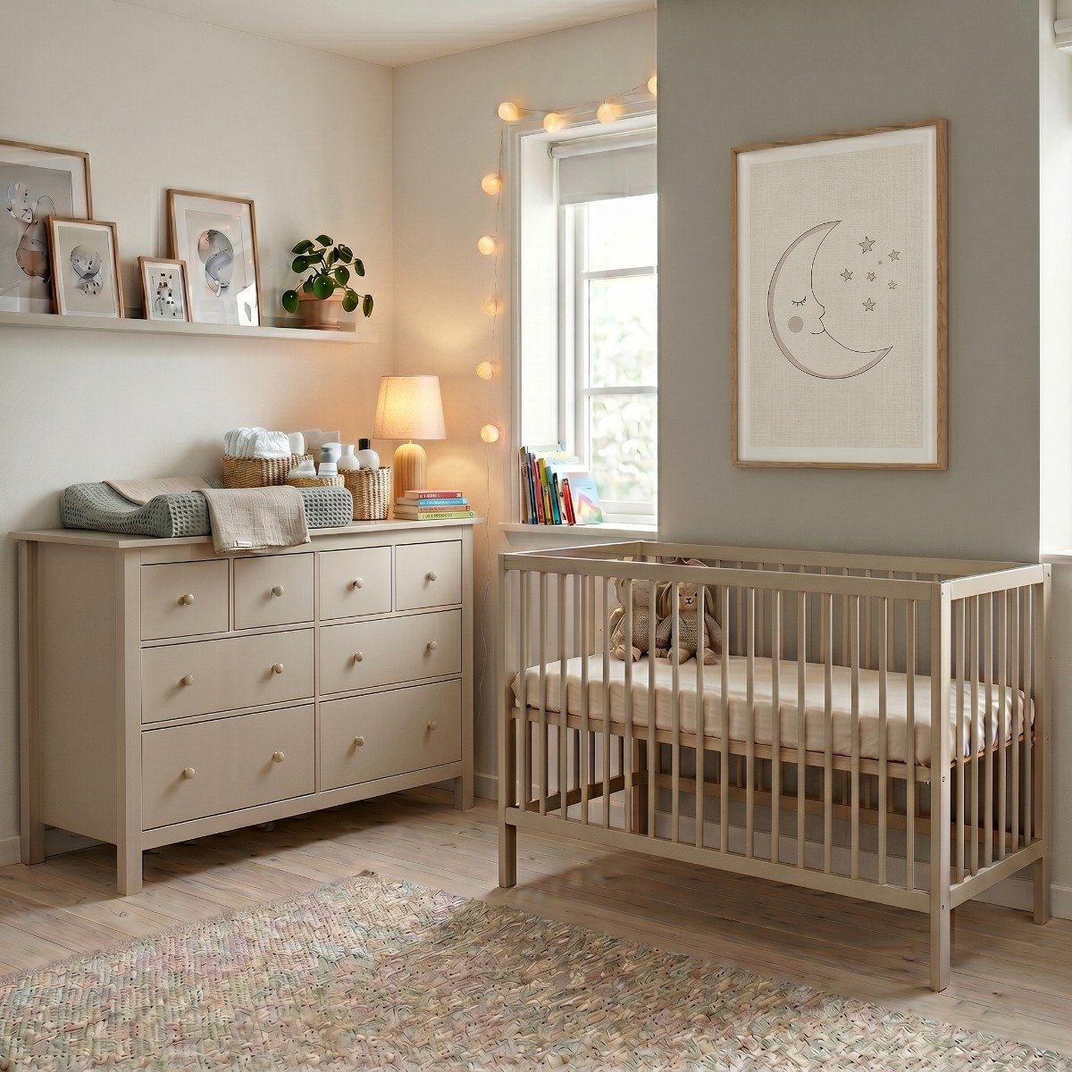 Born Lucky Babykamer 2 Delig Baby Bed Mees + Commode Bastia Clay – Vanaf Geboorte tot ca. 2,5 Jaar