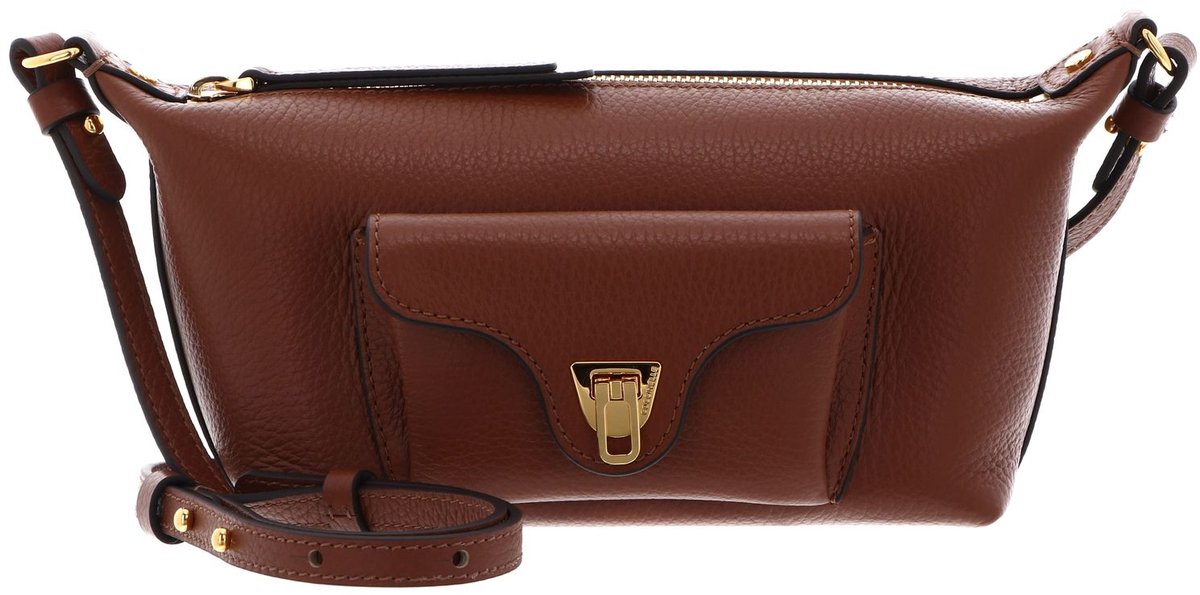 COCCINELLE Leren schoudertas Beat Generatio Mini Bag Grained Leather Cognac bruine