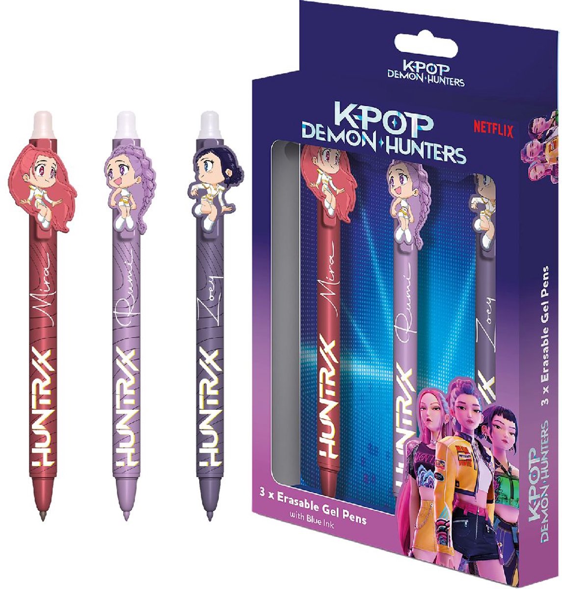 van der Meulen K-Pop Demon Hunters uitwisbare pennen set 3 stuks.