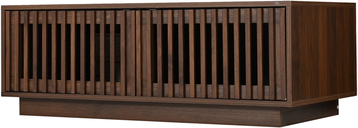 Salontafel - Koffietafel Met Opbergruimte - 2 Roosterdeuren - Softclose Scharnieren - Draagkracht 50 kg - Voor Woonkamer - 100x50x35 cm - Walnoot