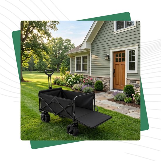 Opvouwbare bolderkar 115 x 53 x 74-97 cm - 150 kg - achterklep - brede wielen met rem van Opvouwbare Bolderkar — afbeelding 4