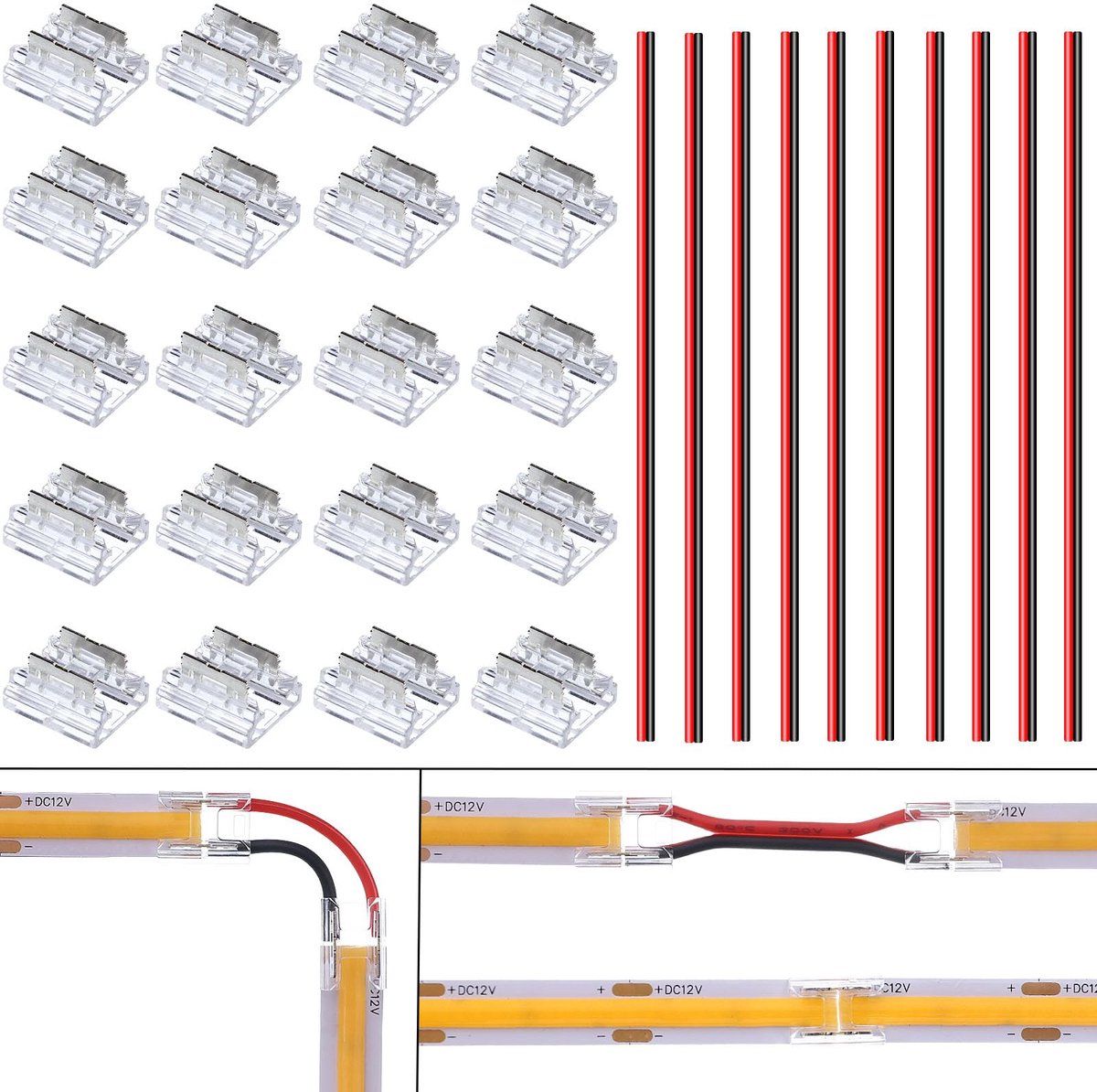 BENLUN LED Strip Lights 2 pins 8mm Soldeervrije Connector - ShopVlot