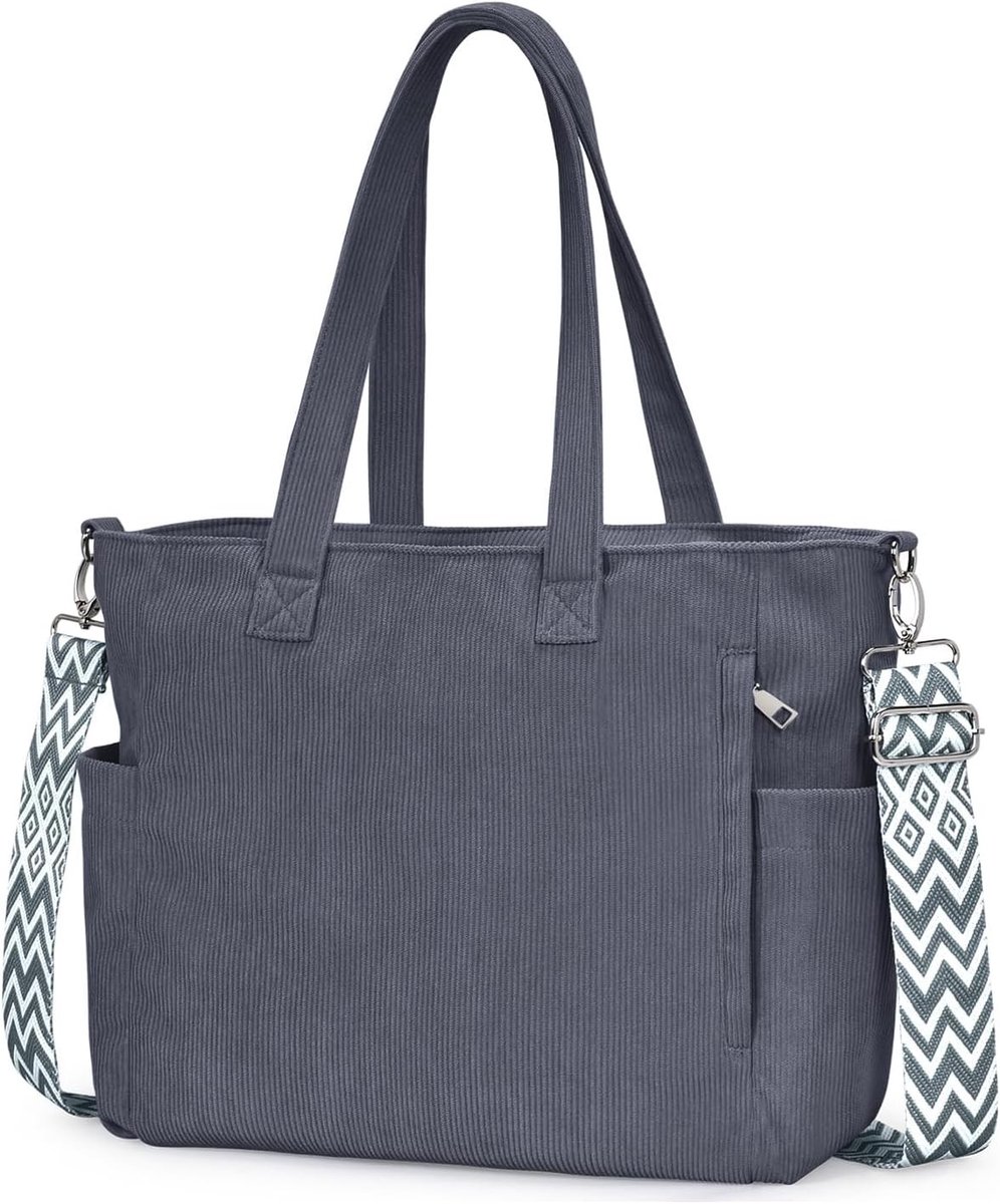 Stijlvolle Dames Tote Bag en Schoudertas met Verstelbare Schouderriem voor Winkelen en Reizen, Groot Formaat, Donkergrijs