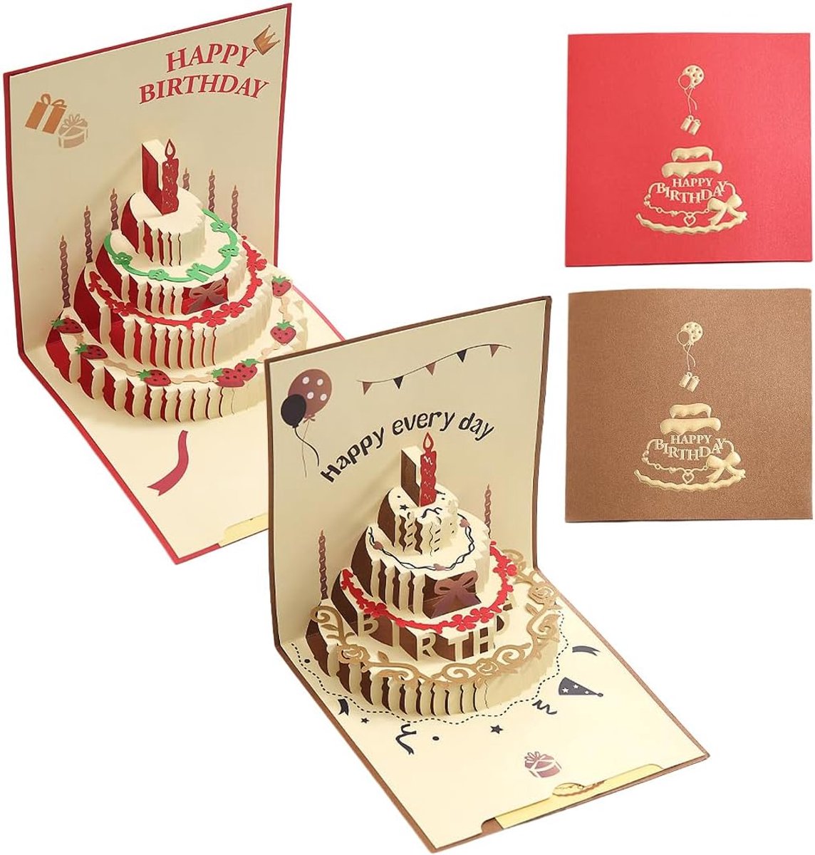 2 stuks verjaardagskaarten met enveloppen - 3D pop-up kaart verjaardag - gepersonaliseerde cadeaus - Happy Birthday cadeaus voor vrouw - beste vriendin - kinderen - zussen