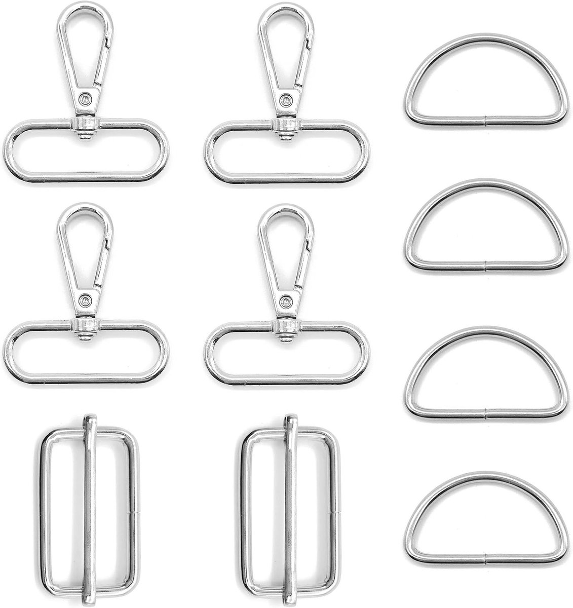 10 Stuks D-Ringen met Draaihaak en Tri Glide Sliders voor Schouderbanden en Handgemaakte Tassen Accessoires