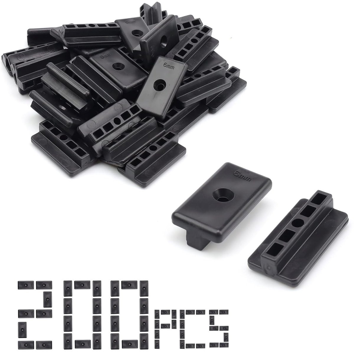 6 mm Plastic Verborgen T Clips - 200 Stuks voor Terras, Balkon en Tuinprojecten