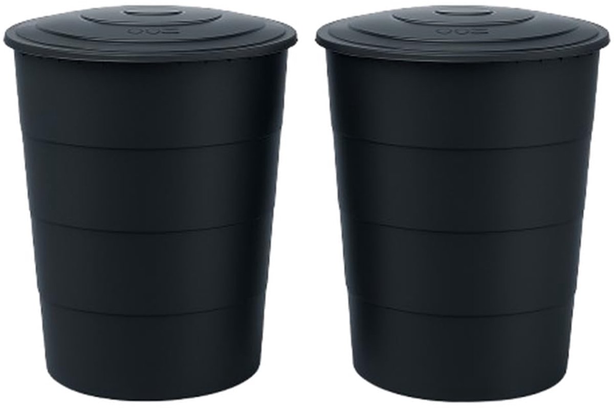 Famanu – 510L waterton regenton met deksel, set van 2, antraciet