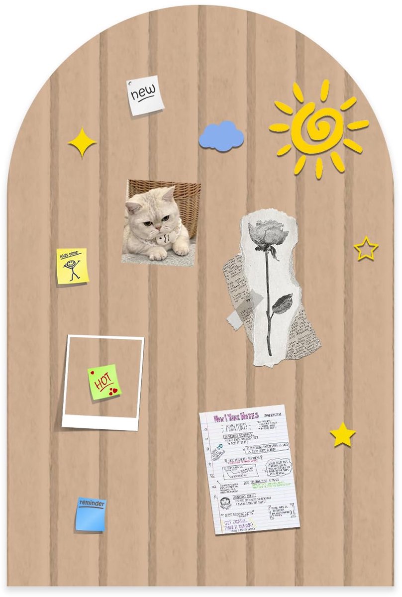 Famanu – Opvouwbaar prikbord van 60x40 cm, dik boogviltbord met zelfklevende sticker, ronde randen, decoratieve wandpanelen voor kantoor en woonkamer (kameel)