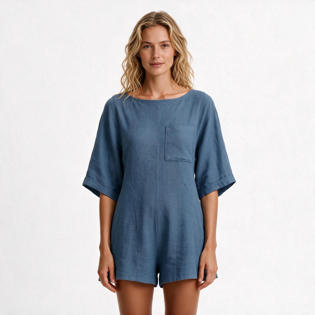 Imily Bela Dames Losse Playsuit met Korte Mouwen en Borstzak