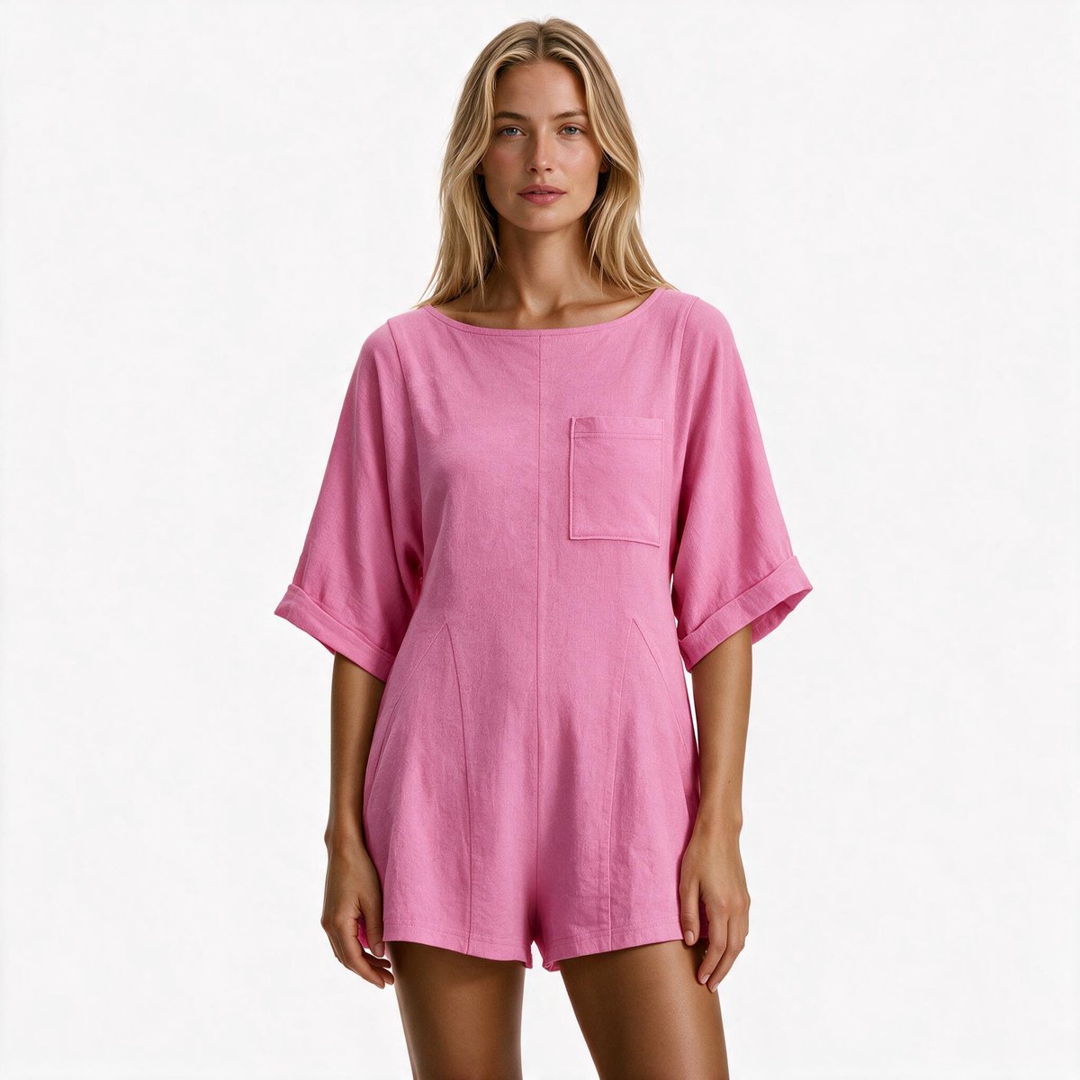 Imily Bela Dames Losse Playsuit met Korte Mouwen en Borstzak